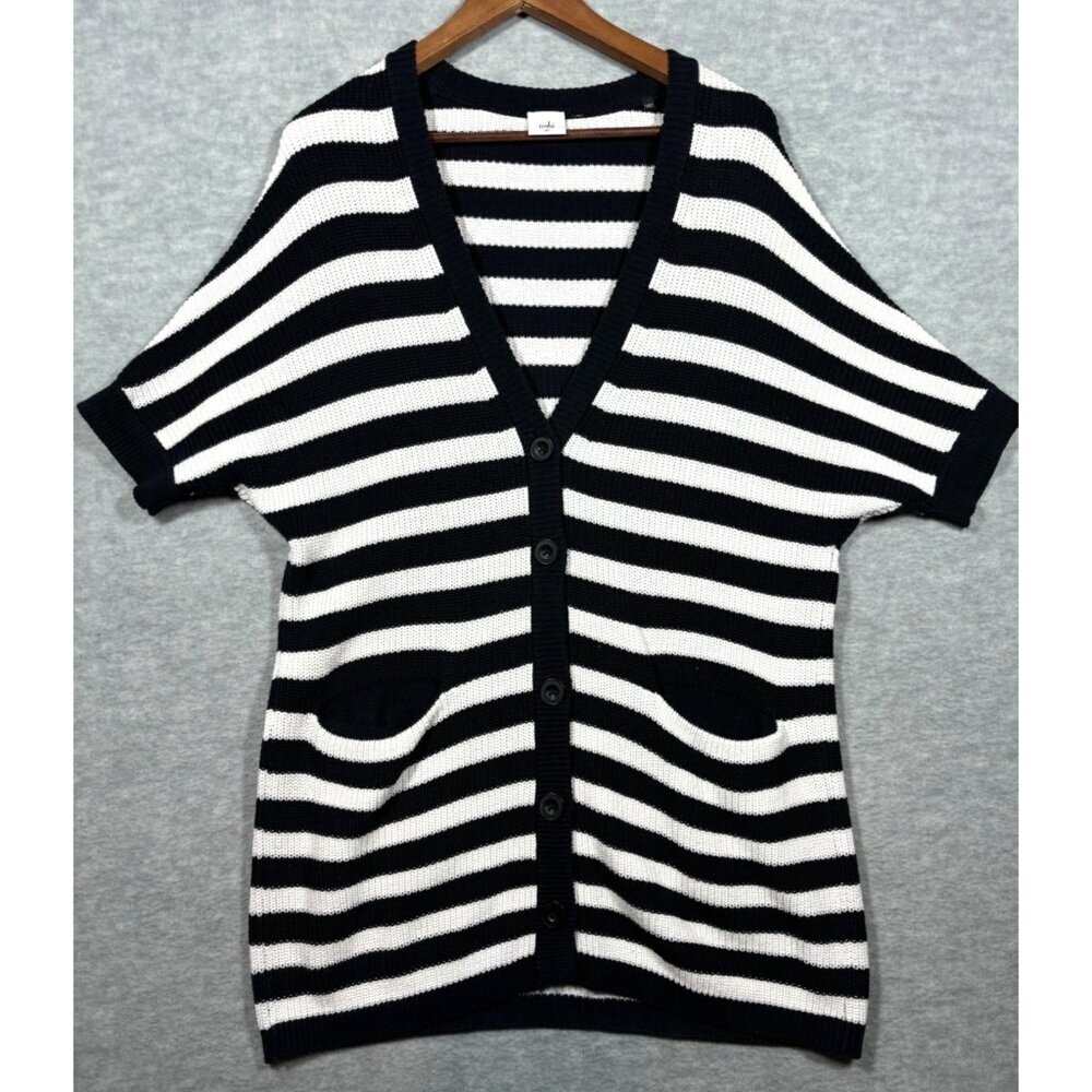 Cabi XS Cardigan Sweater Striped Whistle‎ Black & White Oversized